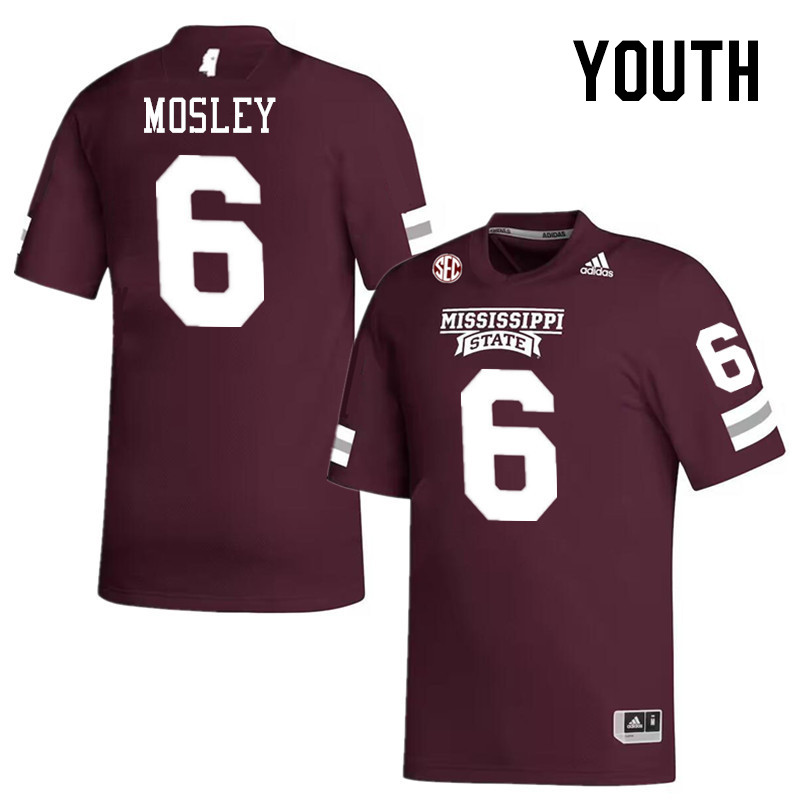 Youth #6 Jordan Mosley Mississippi State Bulldogs College Football Jerseys Stitched-Maroon